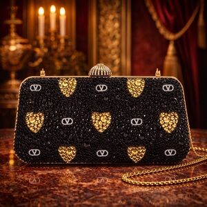 Valentino Garavani Carry Secrets Minaudiere Rhinestone Cour de Cœur Motif Clutch